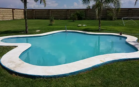 Alberca de forma libre en jardín